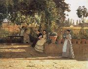 Silvestro lega In the wine bower Germany oil painting artist